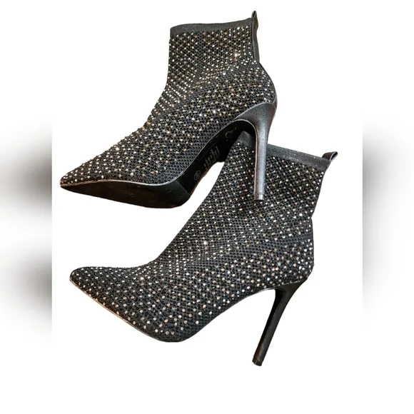 Women's Stiletto Sparkly Boots WIDE - Picture 2 of 7